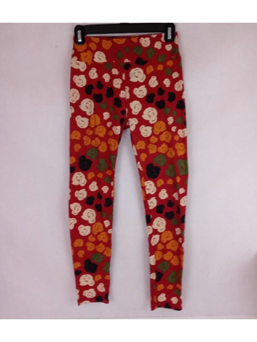 LuLaRoe OS Leggings Red With Colorful Popcorn Designs